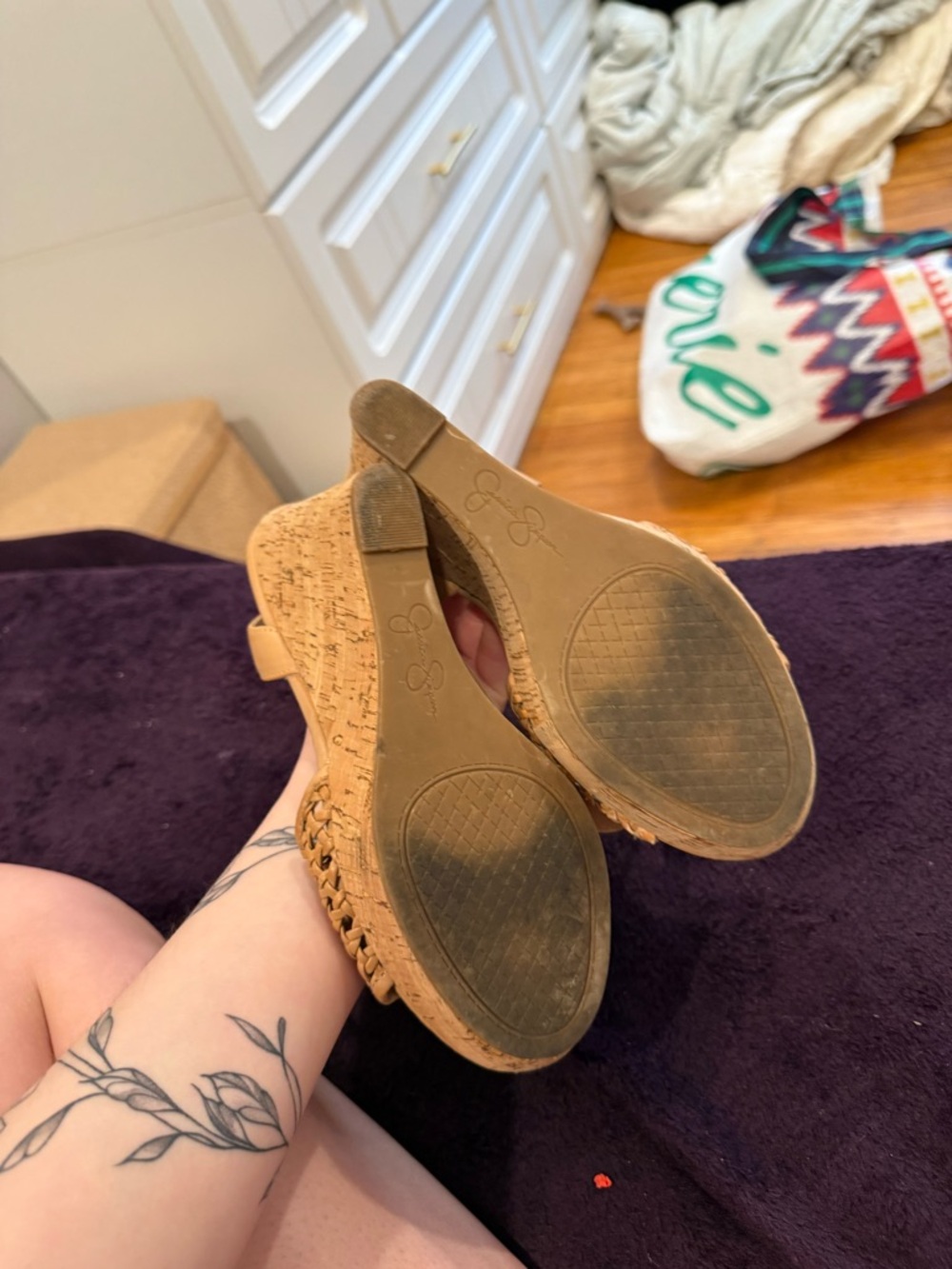 Jessica Simpson Tan Woven Block Heel Slingbacks - Picture 3 of 4
